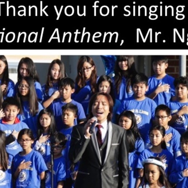 Mr. Nguyen sings the national anthem with passion. Good job Mr. Nguyen!