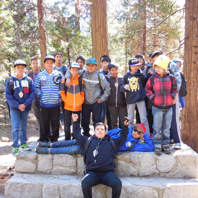 This group's chaperone's excitement is contagious. 