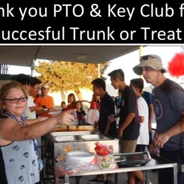 The new school year opens up with a 'Trunk or Treat' event managed by P.T.O. parents and Key Club.