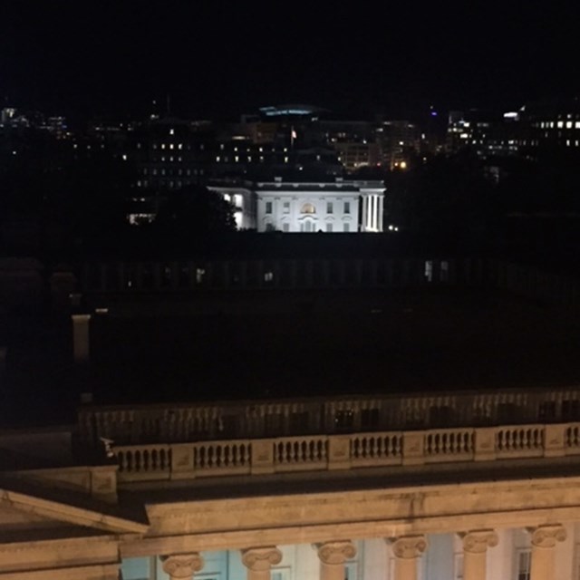 Students have a clear view of the White House from their rooms. The president is here!