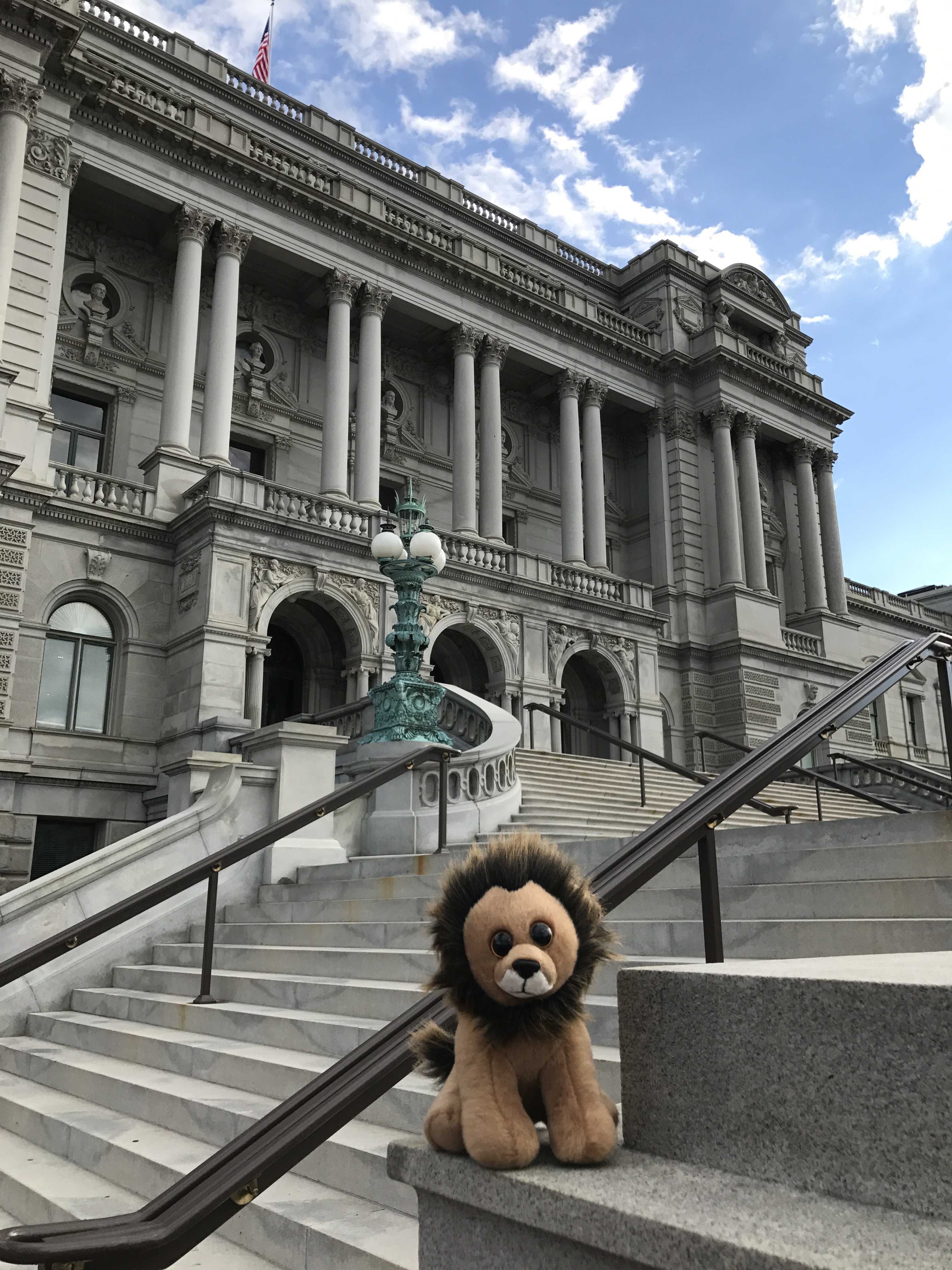 Our new little friend poses in front of this beautiful building.