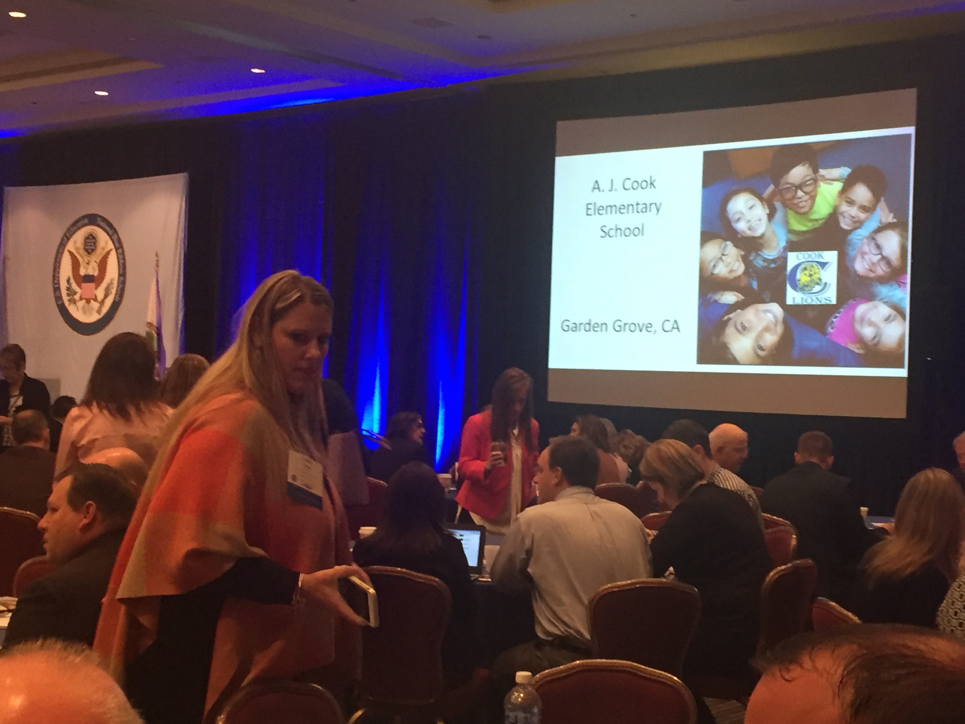 Before the presentation, staff members go to accolade each other for their hard work.