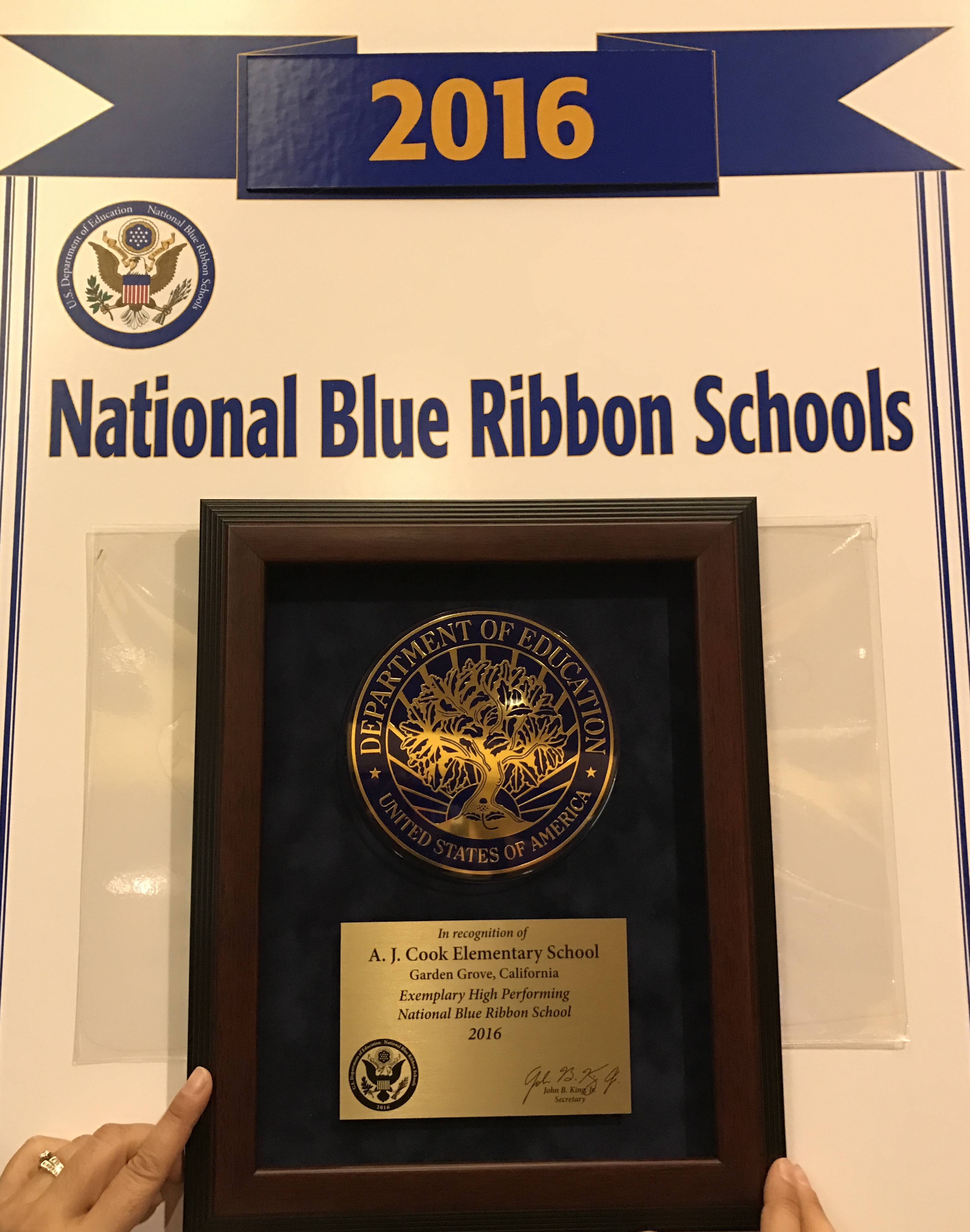 Cook Elementary is mentioned in the newspaper highlighting Blue Ribbon Schools.